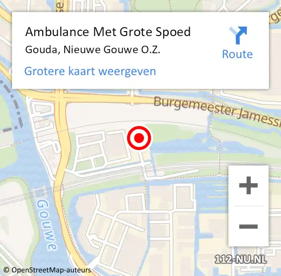 Locatie op kaart van de 112 melding: Ambulance Met Grote Spoed Naar Gouda, Nieuwe Gouwe O.Z. op 24 februari 2024 06:57