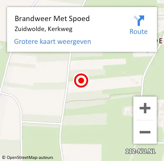 Locatie op kaart van de 112 melding: Brandweer Met Spoed Naar Zuidwolde, Kerkweg op 24 februari 2024 07:53