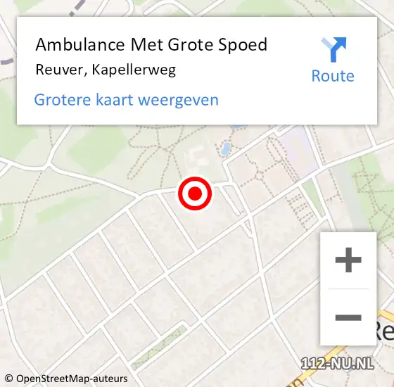 Locatie op kaart van de 112 melding: Ambulance Met Grote Spoed Naar Reuver, Kapellerweg op 24 februari 2024 08:33