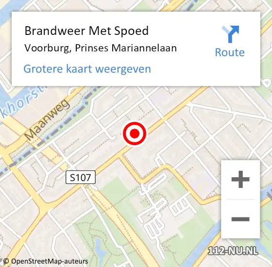 Locatie op kaart van de 112 melding: Brandweer Met Spoed Naar Voorburg, Prinses Mariannelaan op 24 februari 2024 09:16