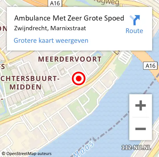 Locatie op kaart van de 112 melding: Ambulance Met Zeer Grote Spoed Naar Zwijndrecht, Marnixstraat op 24 februari 2024 09:17