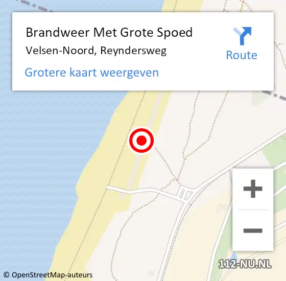 Locatie op kaart van de 112 melding: Brandweer Met Grote Spoed Naar Velsen-Noord, Reyndersweg op 24 februari 2024 09:37