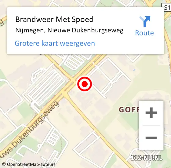 Locatie op kaart van de 112 melding: Brandweer Met Spoed Naar Nijmegen, Nieuwe Dukenburgseweg op 24 februari 2024 09:53