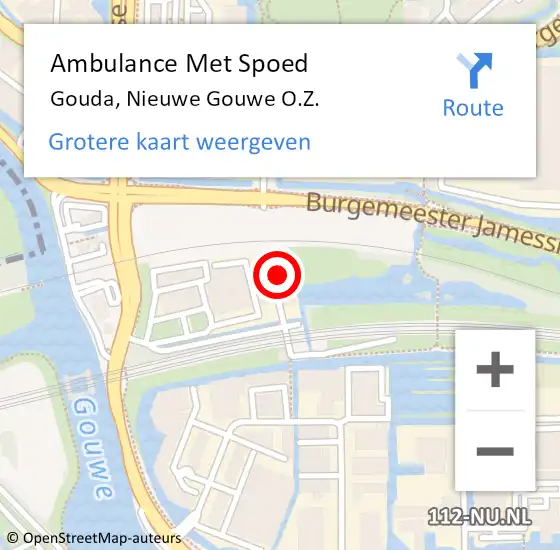 Locatie op kaart van de 112 melding: Ambulance Met Spoed Naar Gouda, Nieuwe Gouwe O.Z. op 24 februari 2024 10:08