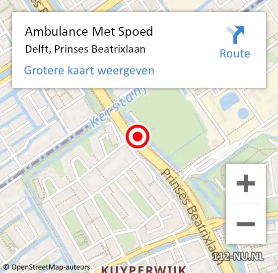 Locatie op kaart van de 112 melding: Ambulance Met Spoed Naar Delft, Prinses Beatrixlaan op 24 februari 2024 10:30