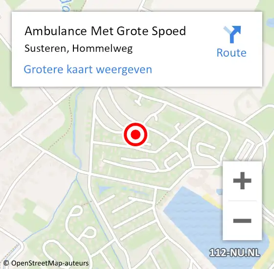 Locatie op kaart van de 112 melding: Ambulance Met Grote Spoed Naar Susteren, Hommelweg op 24 februari 2024 10:59