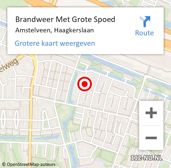 Locatie op kaart van de 112 melding: Brandweer Met Grote Spoed Naar Amstelveen, Haagkerslaan op 24 februari 2024 11:07