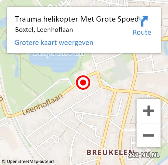 Locatie op kaart van de 112 melding: Trauma helikopter Met Grote Spoed Naar Boxtel, Leenhoflaan op 24 februari 2024 11:23