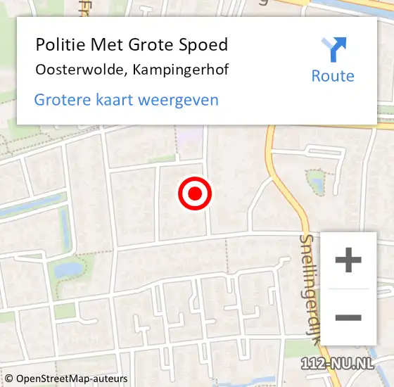 Locatie op kaart van de 112 melding: Politie Met Grote Spoed Naar Oosterwolde, Kampingerhof op 24 februari 2024 11:29