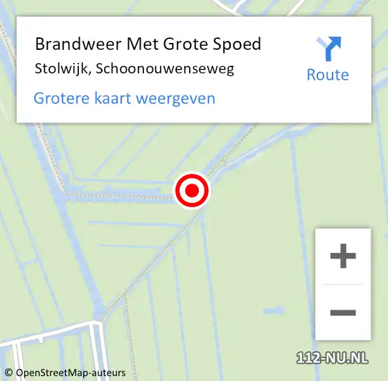 Locatie op kaart van de 112 melding: Brandweer Met Grote Spoed Naar Stolwijk, Schoonouwenseweg op 24 februari 2024 12:14