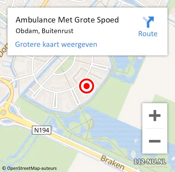 Locatie op kaart van de 112 melding: Ambulance Met Grote Spoed Naar Obdam, Buitenrust op 24 februari 2024 12:27
