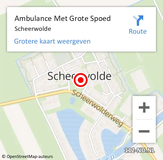 Locatie op kaart van de 112 melding: Ambulance Met Grote Spoed Naar Scheerwolde op 24 februari 2024 12:36