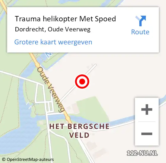 Locatie op kaart van de 112 melding: Trauma helikopter Met Spoed Naar Dordrecht, Oude Veerweg op 24 februari 2024 12:55