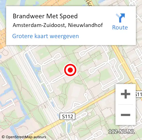 Locatie op kaart van de 112 melding: Brandweer Met Spoed Naar Amsterdam, Nieuwlandhof op 24 februari 2024 13:09