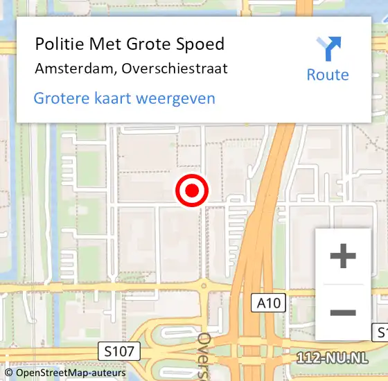 Locatie op kaart van de 112 melding: Politie Met Grote Spoed Naar Amsterdam, Overschiestraat op 24 februari 2024 13:11