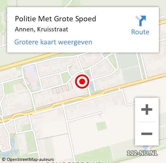 Locatie op kaart van de 112 melding: Politie Met Grote Spoed Naar Annen, Kruisstraat op 24 februari 2024 13:43