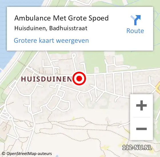 Locatie op kaart van de 112 melding: Ambulance Met Grote Spoed Naar Huisduinen, Badhuisstraat op 24 februari 2024 13:44