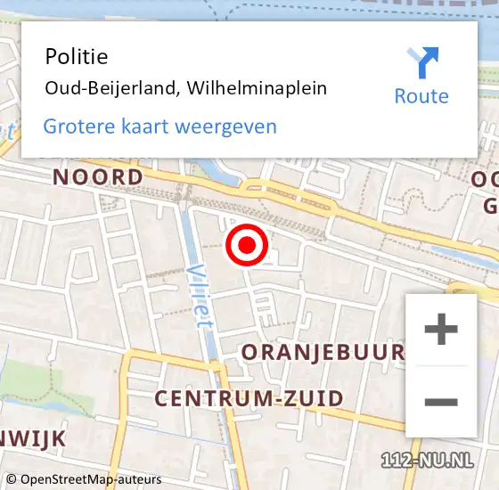 Locatie op kaart van de 112 melding: Politie Oud-Beijerland, Wilhelminaplein op 24 februari 2024 14:31
