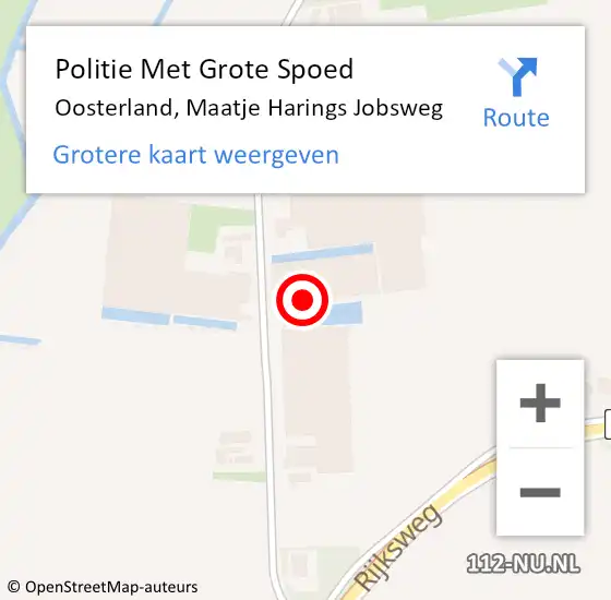 Locatie op kaart van de 112 melding: Politie Met Grote Spoed Naar Oosterland, Maatje Harings Jobsweg op 24 februari 2024 14:32