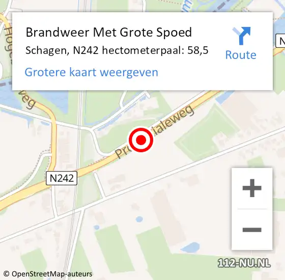 Locatie op kaart van de 112 melding: Brandweer Met Grote Spoed Naar Schagen, N242 hectometerpaal: 58,5 op 24 februari 2024 14:33