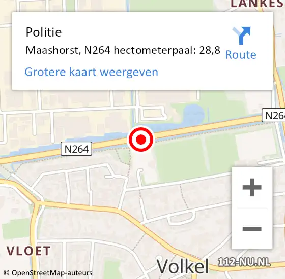 Locatie op kaart van de 112 melding: Politie Maashorst, N264 hectometerpaal: 28,8 op 24 februari 2024 14:35