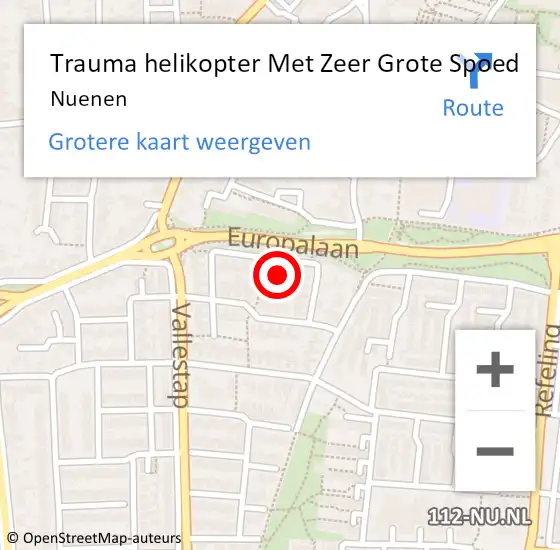 Locatie op kaart van de 112 melding: Trauma helikopter Met Zeer Grote Spoed Naar Nuenen op 24 februari 2024 14:38