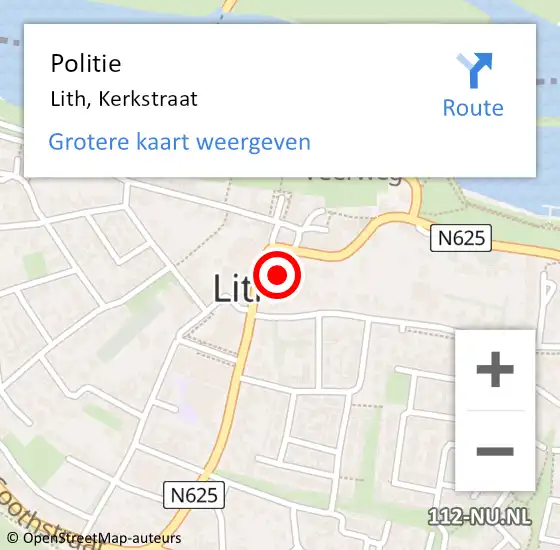 Locatie op kaart van de 112 melding: Politie Lith, Kerkstraat op 24 februari 2024 15:06