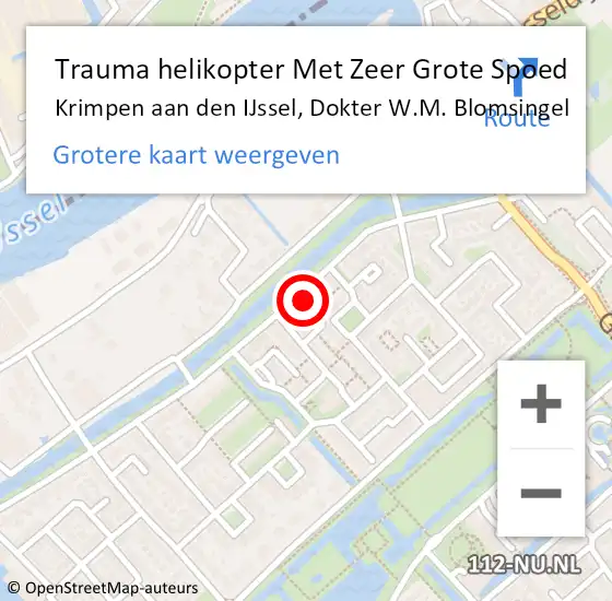 Locatie op kaart van de 112 melding: Trauma helikopter Met Zeer Grote Spoed Naar Krimpen aan den IJssel, Dokter W.M. Blomsingel op 24 februari 2024 15:30