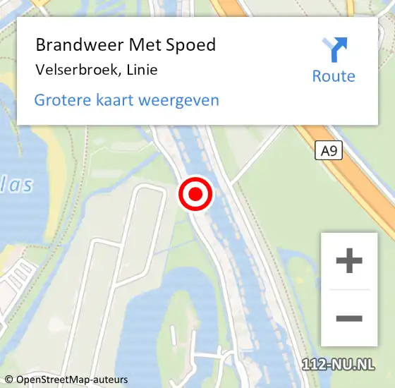 Locatie op kaart van de 112 melding: Brandweer Met Spoed Naar Velserbroek, Linie op 24 februari 2024 16:14