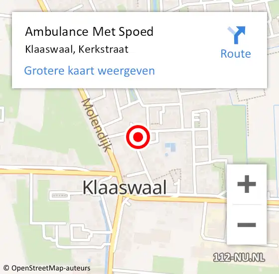 Locatie op kaart van de 112 melding: Ambulance Met Spoed Naar Klaaswaal, Kerkstraat op 24 februari 2024 17:55
