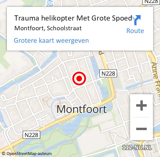 Locatie op kaart van de 112 melding: Trauma helikopter Met Grote Spoed Naar Montfoort, Schoolstraat op 24 februari 2024 19:04