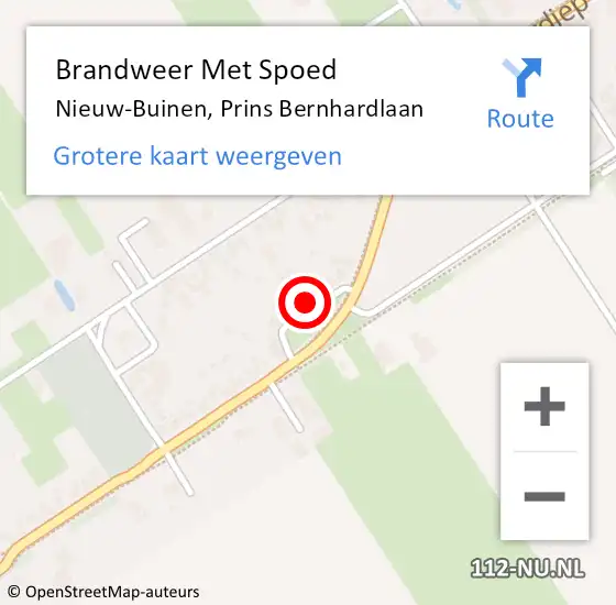 Locatie op kaart van de 112 melding: Brandweer Met Spoed Naar Nieuw-Buinen, Prins Bernhardlaan op 24 februari 2024 19:13