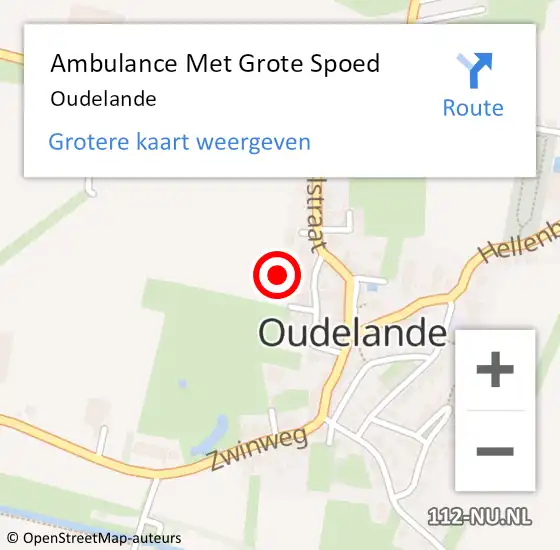Locatie op kaart van de 112 melding: Ambulance Met Grote Spoed Naar Oudelande op 24 februari 2024 19:27