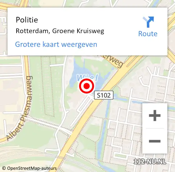Locatie op kaart van de 112 melding: Politie Rotterdam, Groene Kruisweg op 24 februari 2024 20:03
