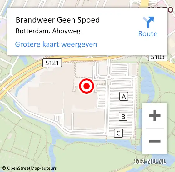Locatie op kaart van de 112 melding: Brandweer Geen Spoed Naar Rotterdam, Ahoyweg op 24 februari 2024 20:34
