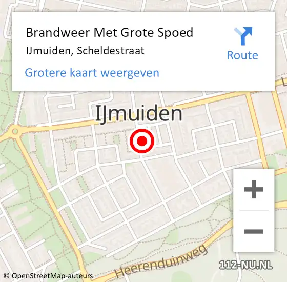 Locatie op kaart van de 112 melding: Brandweer Met Grote Spoed Naar IJmuiden, Scheldestraat op 24 februari 2024 21:51