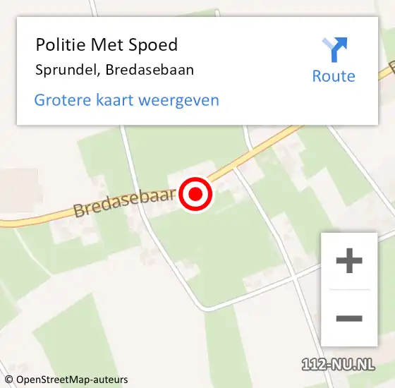Locatie op kaart van de 112 melding: Politie Met Spoed Naar Sprundel, Bredasebaan op 24 februari 2024 22:18