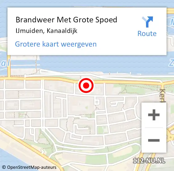 Locatie op kaart van de 112 melding: Brandweer Met Grote Spoed Naar IJmuiden, Kanaaldijk op 25 februari 2024 00:10