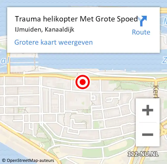 Locatie op kaart van de 112 melding: Trauma helikopter Met Grote Spoed Naar IJmuiden, Kanaaldijk op 25 februari 2024 00:11