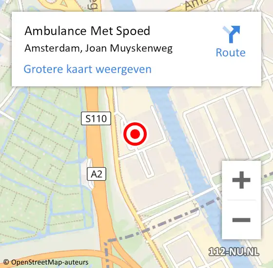Locatie op kaart van de 112 melding: Ambulance Met Spoed Naar Amsterdam, Joan Muyskenweg op 25 februari 2024 00:56
