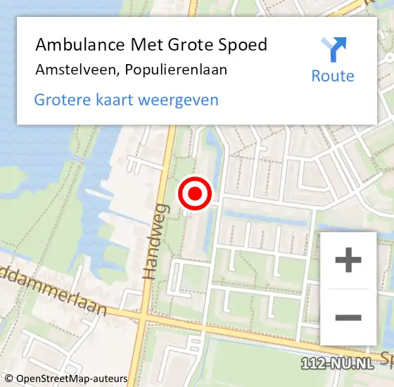 Locatie op kaart van de 112 melding: Ambulance Met Grote Spoed Naar Amstelveen, Populierenlaan op 25 februari 2024 01:41