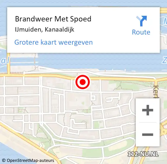 Locatie op kaart van de 112 melding: Brandweer Met Spoed Naar IJmuiden, Kanaaldijk op 25 februari 2024 01:43