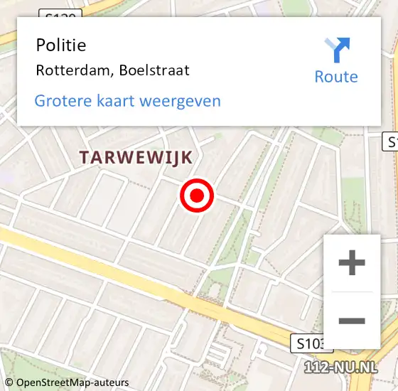 Locatie op kaart van de 112 melding: Politie Rotterdam, Boelstraat op 25 februari 2024 02:12