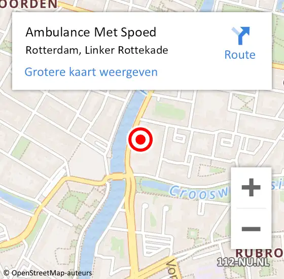 Locatie op kaart van de 112 melding: Ambulance Met Spoed Naar Rotterdam, Linker Rottekade op 25 februari 2024 02:20