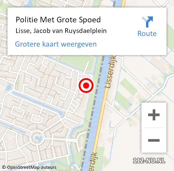Locatie op kaart van de 112 melding: Politie Met Grote Spoed Naar Lisse, Jacob van Ruysdaelplein op 25 februari 2024 02:27