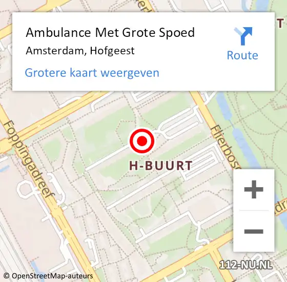 Locatie op kaart van de 112 melding: Ambulance Met Grote Spoed Naar Amsterdam, Hofgeest op 25 februari 2024 02:30