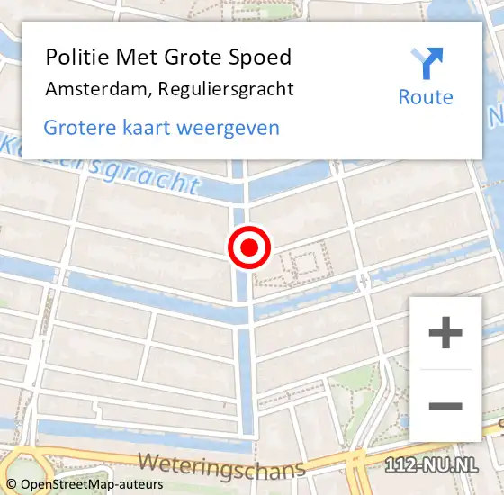 Locatie op kaart van de 112 melding: Politie Met Grote Spoed Naar Amsterdam, Reguliersgracht op 25 februari 2024 02:33