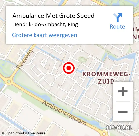 Locatie op kaart van de 112 melding: Ambulance Met Grote Spoed Naar Hendrik-Ido-Ambacht, Ring op 25 februari 2024 04:44