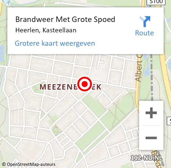 Locatie op kaart van de 112 melding: Brandweer Met Grote Spoed Naar Heerlen, Kasteellaan op 25 februari 2024 05:01