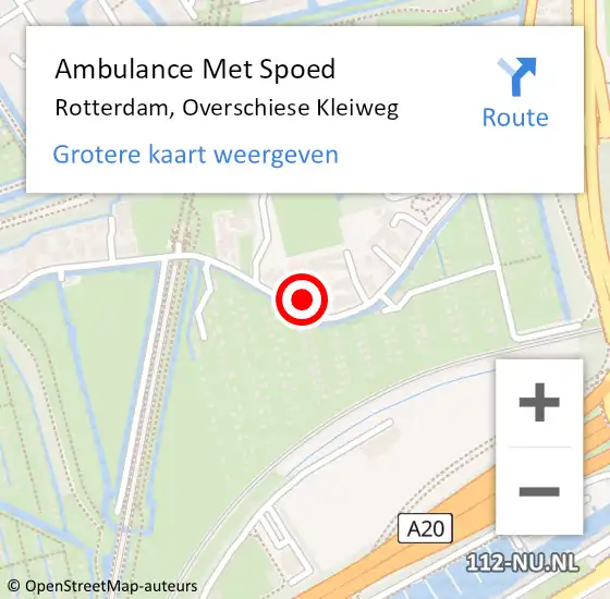Locatie op kaart van de 112 melding: Ambulance Met Spoed Naar Rotterdam, Overschiese Kleiweg op 25 februari 2024 05:17